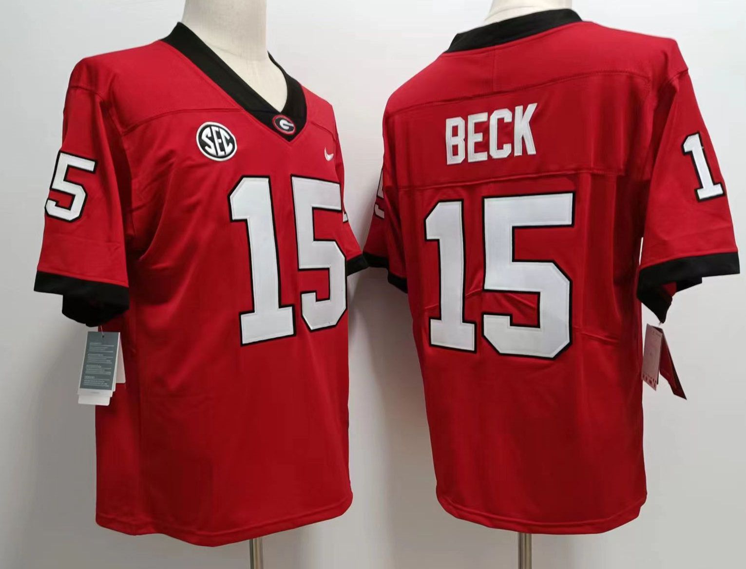 Men Georgia Bulldogs #15 Beck Red 2024 Nike Vapor NCAA Jersey